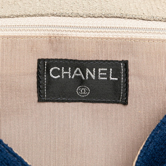 CHANEL 2.55 Chain Shoulder Bag Beige Navy Linen ⭐ - Picture 6 of 9